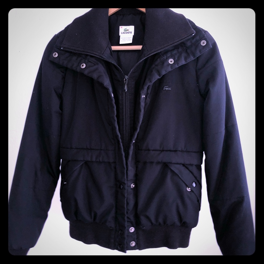 LACOSTE BLACK LAYERED PADDED JACKET